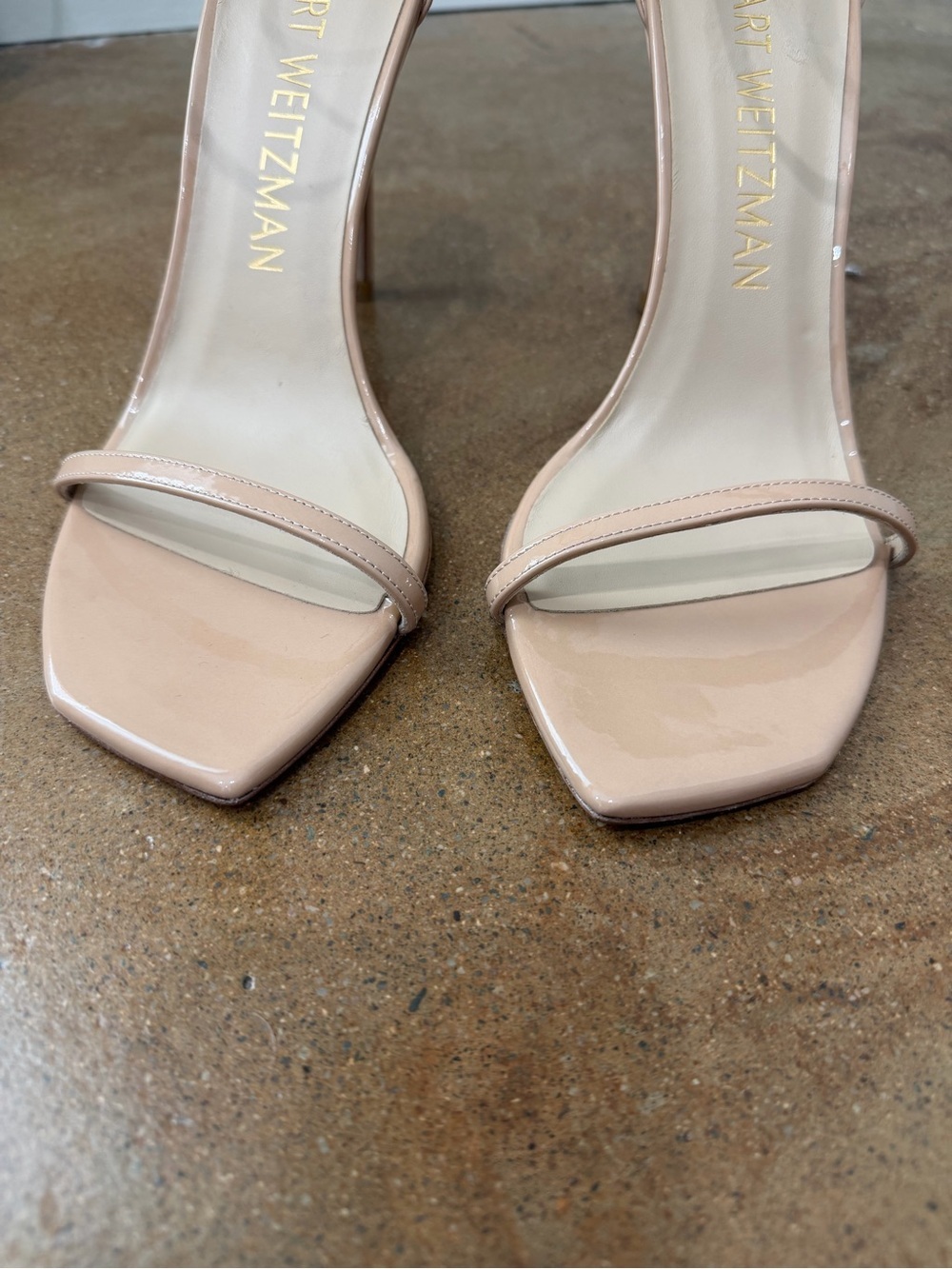 Stuart Weitzman Nudistcurve 100 Patent Leather Sandals Nude Women’s Size 10B - Picture 3 of 10